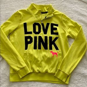 Yellow PINK quarter zip sweatshirt